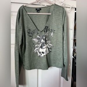 Green Grunge Fairy Crop Top